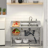 Stainless Steel Kitchen Bench Work Table Commercial Sinks Splashback 120cmX80cm