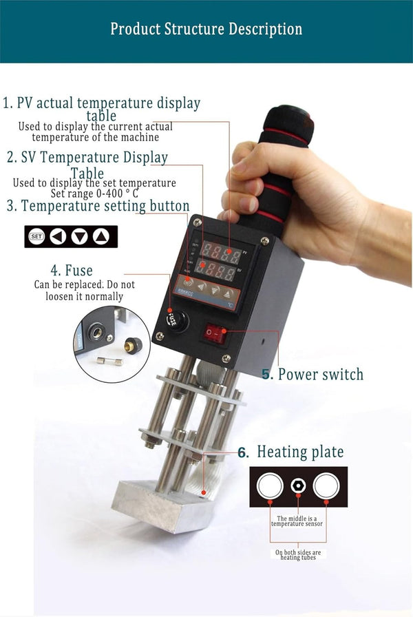 Handheld Hot Stamping Machine Heat Press Digital Leather Logo Foil Stamp 5*7CM