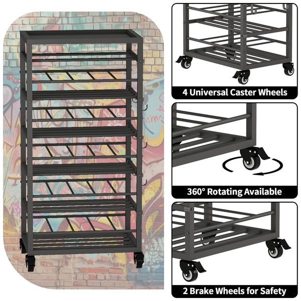 50 Can Spray Paint Storage Rack Aerosol Storage Cart Rolling Spray Bottle Holder