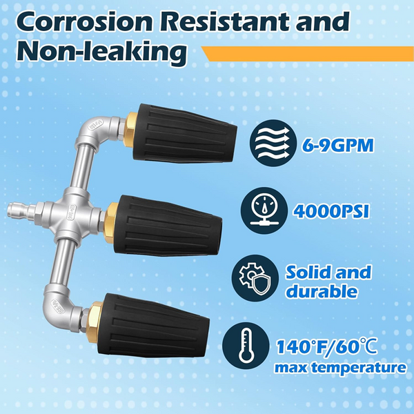 Triple Turbo Pressure Washer Nozzle 4000 PSI 1/4" Quick Connect M22 Brass Head