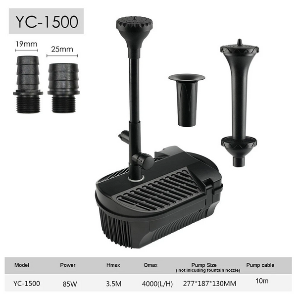 Pond Filter System ALL IN ONE 85W 4000LPH Pump Fountain Kit With 3 Fountain Head
