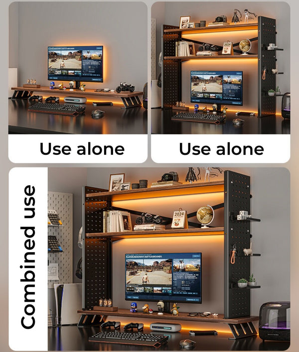 Computer Desktop Bookshelf 2-Tier Hutch Bookcase Organizer for Home Office Dorm