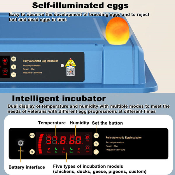 128 Eggs Digital Egg Incubator Dual Electrical Design Automatic Turning Eggs AU