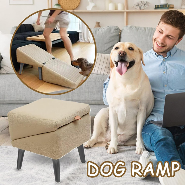 2-in-1 Ottoman Design Dog Ramp Split Dog Staircase Ramp For Dogs Cats Nonslip