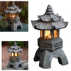 Pagoda Statues Outdoor Solar Powered Statue Zen Garden Lantern LED Garden Light