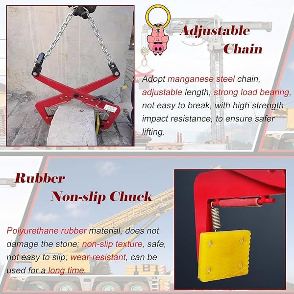Stone Lifting Clamp w/Non-Slip Rubber Marble Clamp Heavy Duty Stone Lifter 350KG