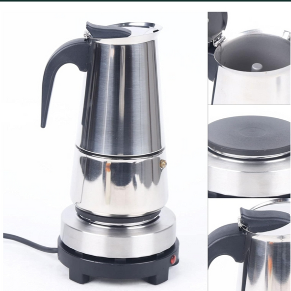 9Cups Stovetop Espresso Moka Pot Percolator Coffee Maker Stainless Steel w/Stove