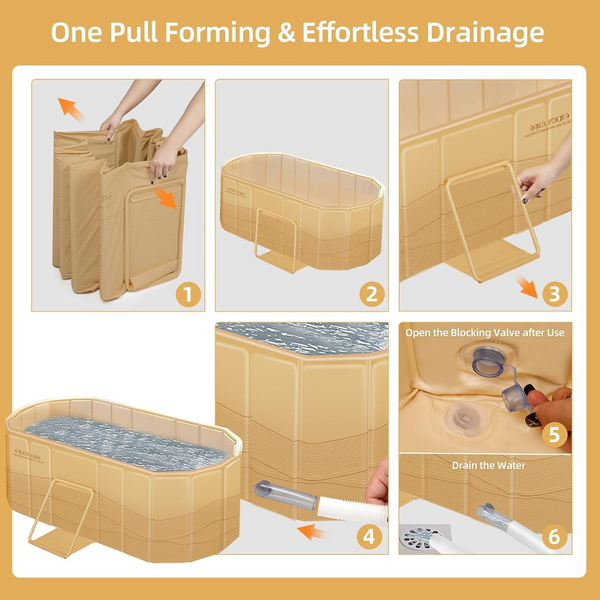 59'' Foldable Portable Large Bathtub Water Tub Folding PVC Adult Spa Bath Bucket
