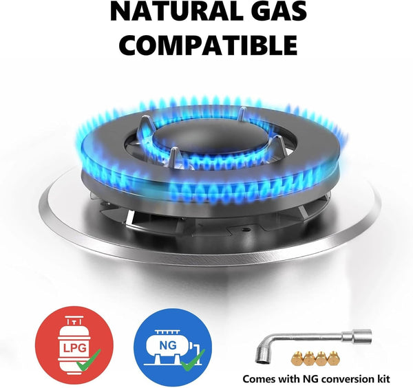 23.62″x20″ Built in Gas Cooktop 4 Burners Stove With NG/LPG Conversion Kit