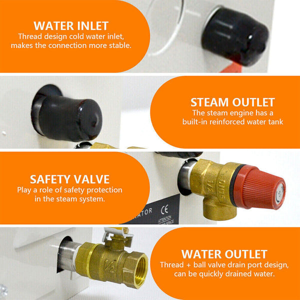9KW Steam Generator Machine Auto Drain Sauna Bath Shower Heating for Space 9m³