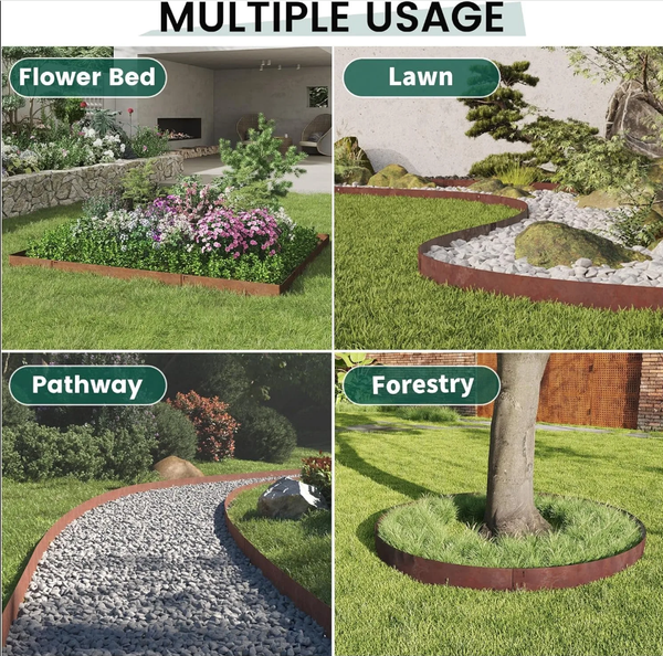 Steel Landscape Edging 5x Garden Border Lawn Edging for Tree Ring Yard & Pathway