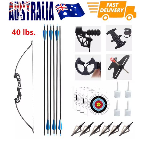 51" Archery Recurve Bow and Arrows Set with 5 Target Face for Backyard Game Gift
