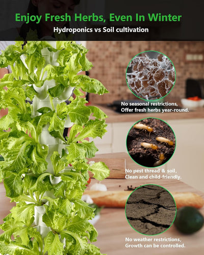 35 Plant Hydroponic Growing System Vertical Hydroponics Farming Tower 10L Tank
