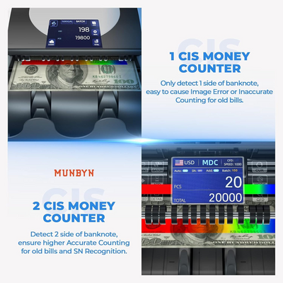 Mixed Denomination Money Bill Counter Cash Counter Bank Grade Currency Sorting
