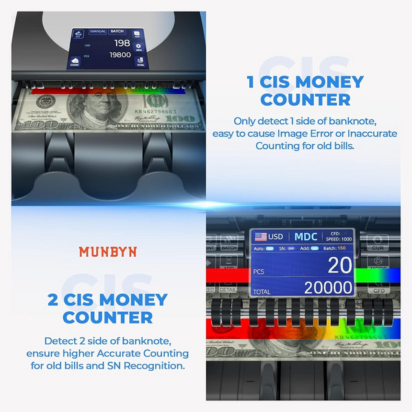 Mixed Denomination Money Bill Counter Cash Counter Bank Grade Currency Sorting