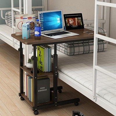 Overbed Bedside Table with Rolling Wheels Adjustable Laptop Desk Home Bed Tray