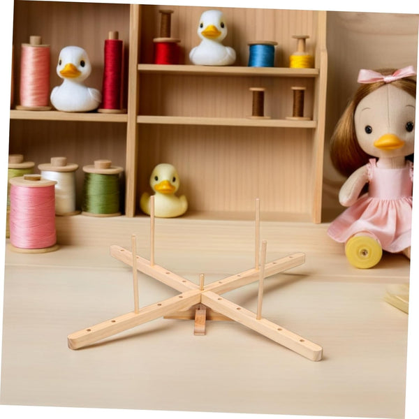 Wood Yarn Holder Compact Rotating Yarn Winder for Efficient Hand Knitting