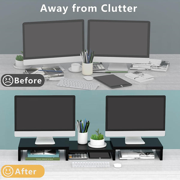 Dual Monitor Stand Riser 2 Monitor Desktop Organizer Adjustable Angle And Length