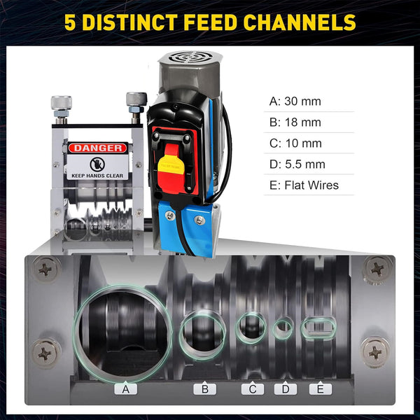 180W Electric Wire Stripper Machine Wire Stripping Tool for 1.5-30 mm Scrap Wire