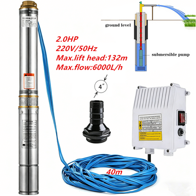 100L/min Deep Well Pump 2HP Submersible Bore Pump for Industrial Agricultural AU