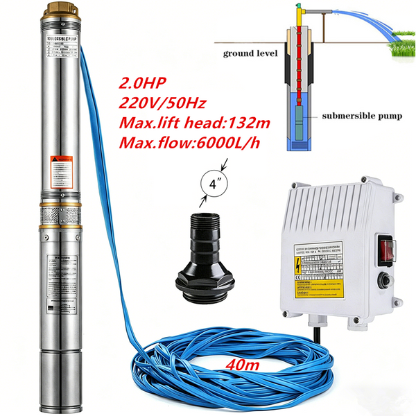 100L/min Deep Well Pump 2HP Submersible Bore Pump for Industrial Agricultural AU