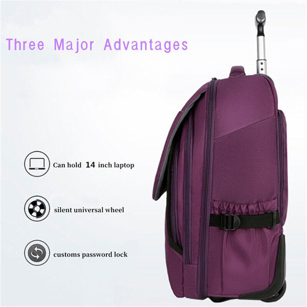 19'' Wheeled Rolling Backpack for Men Women Business Laptop Travel Bag AU