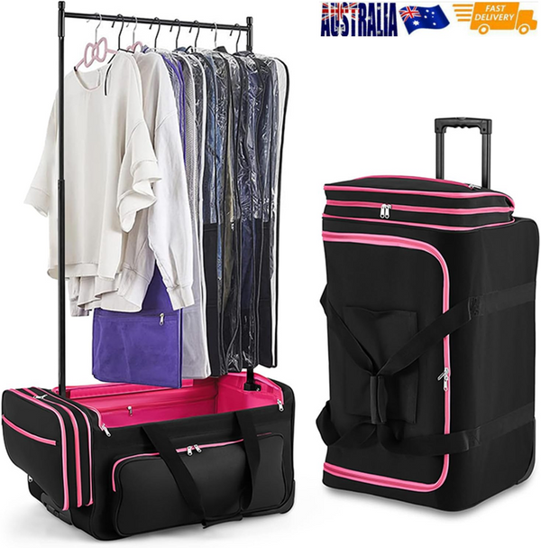24inch Dance Bag Suitcase Garment Rack Duffel Rolling Luggage Upright Storage