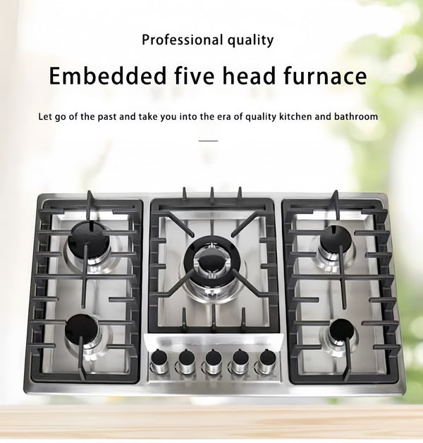 5 Burner Gas Cooktop Stove Konbs Kitchen Cooker Stainless Steel NG/LPG 86cm AU