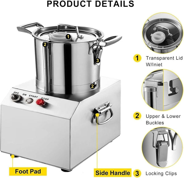 Commercial Food Processor Fritter Machine 1500W 10L Stainless Steel Meat Mincer