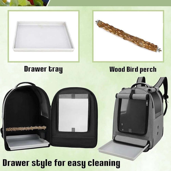 Bird Travel Backpack  Bird Cage with Perch and Food Bowl Breathable Travel Cage