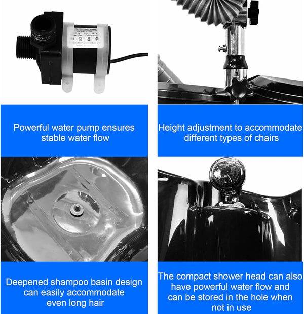 Portable Shampoo Bowl Hairdressing Salon Basin Mobile Hair Washing Backwash Sink