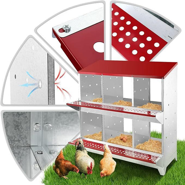 4/6 Hole Chicken Nesting Boxes Wall Mounted Metal Chicken Coop Laying Boxes AU