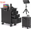 Tattoo Travel Case 5 In 1 Rolling Makeup Workstation with Armrest Stand 3 Drawer