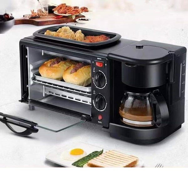 3-in-1 Breakfast Station Includes Coffee Maker Non-Stick Griddle Toaster Oven