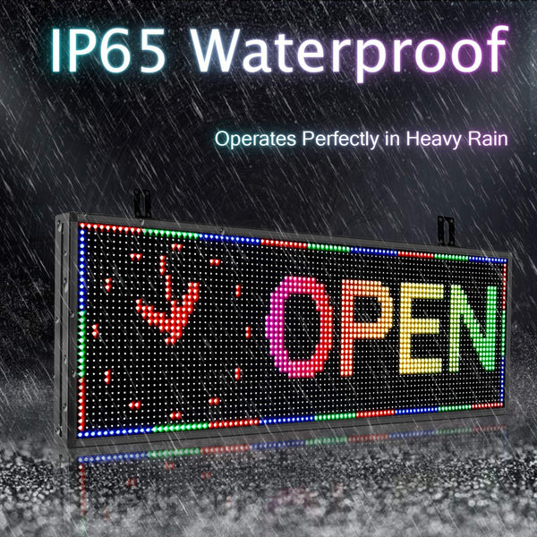 100x35cm WIFI Smart Programmable LED Sign Scrolling Display Board P10 Full Color
