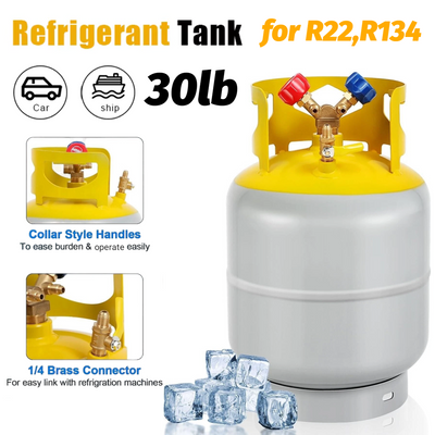 30 LB Refrigerant Recovery Tank HVAC Freon Refrigerant With 1/4" SAE Y-Valve AUS