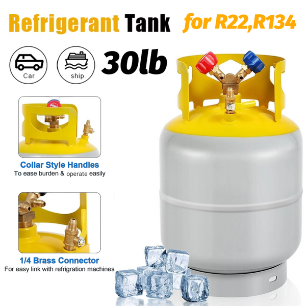 30 LB Refrigerant Recovery Tank HVAC Freon Refrigerant With 1/4" SAE Y-Valve AUS