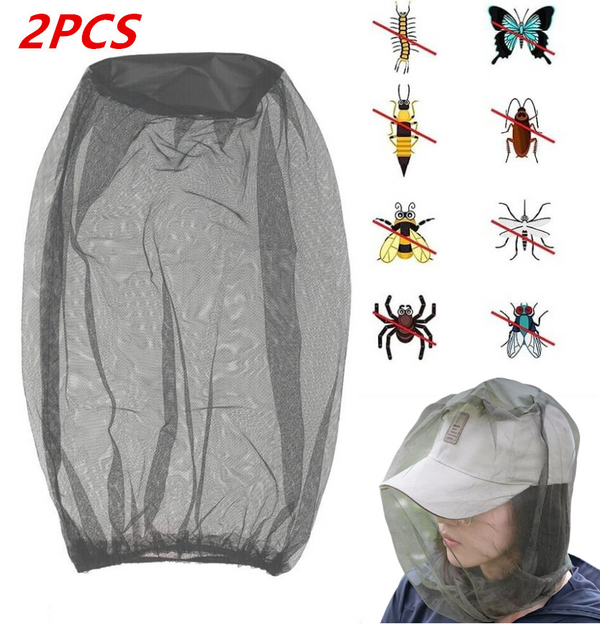 2X Mosquito Fly Head Net Bee Outdoor Fishing Insect Mesh Hat Mozzie Protector AU