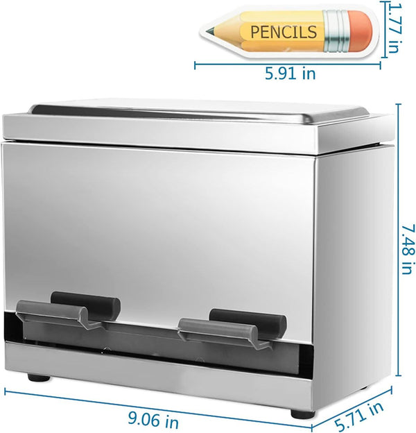 Straw Dispenser Holder Storage Stainless Steel Pencil Box for School Bar Kitchen