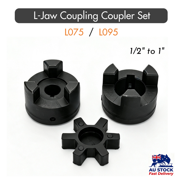 L075/L095 1/2" to 1" Flexible L-Jaw Coupling Coupler Set HT250 Cast Iron