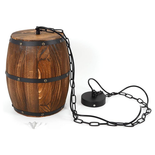 Wood Wine Barrel Pendant Lamp Kitchen Bar Hanging Ceiling Lamp Light Fixtures