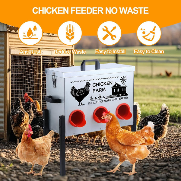 Automatic Poultry Feeder Box 30 lbs Turkeys Chicken Feeder Box Weatherproof