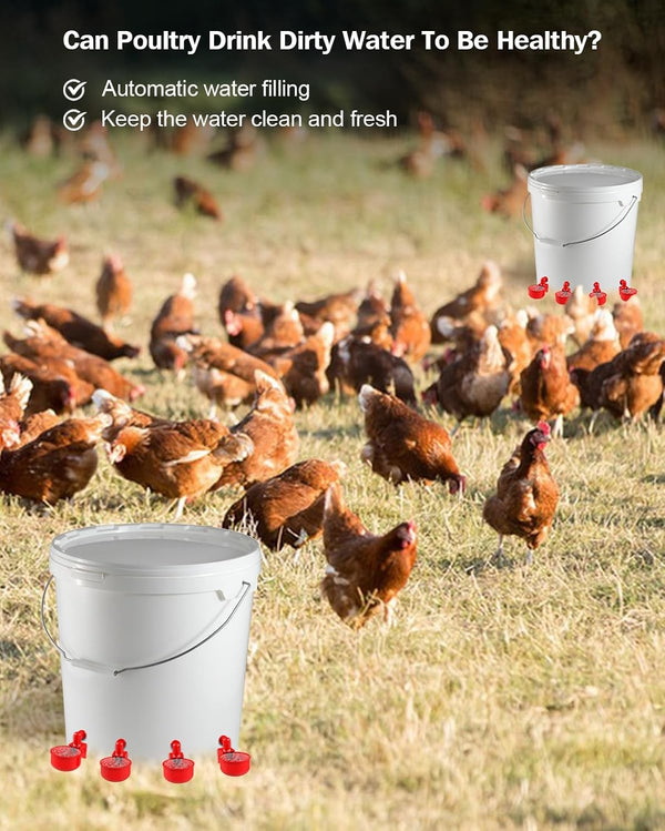 Automatic Chicken Feed Bucket with 12 Feeders Ports 10L Capacity Poultry Feeder
