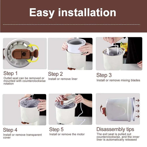 1L Automatic Small Soft Ice Cream Cones Maker Household DIY Ice Cream Roll Maker