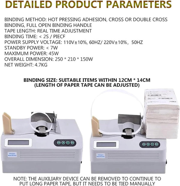 Fully Automatic Cash Bundling Machine Binding for Banknotes Bills Cards Receipts