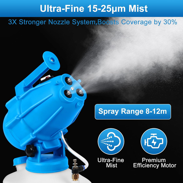 Garden ULV Cold Fog Sanitizer 3 Jet Sprayer Disinfectant Fogger Gun 5L for Yard