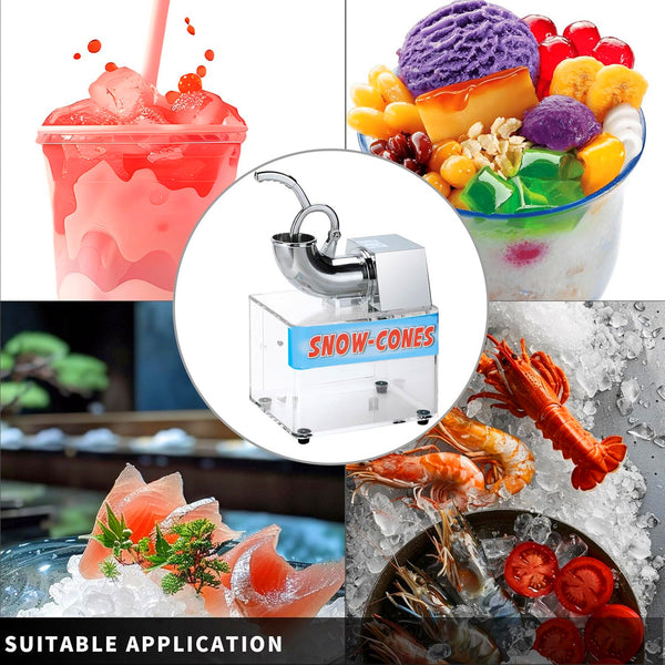 200W Electric Ice Shaver Machine Snow Cone Machine  Acrylic Crushed Ice Maker