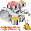 Electric Oil Press Machine 1500W Double Outlets Stainless Steel Oil Expeller AU
