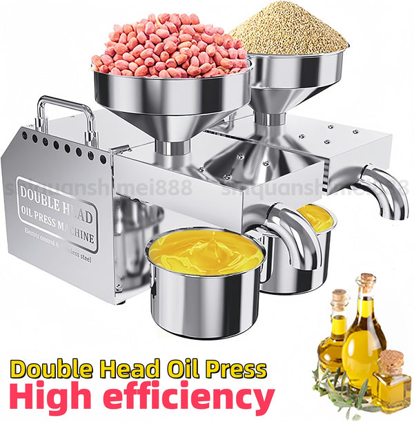 Electric Oil Press Machine 1500W Double Outlets Stainless Steel Oil Expeller AU