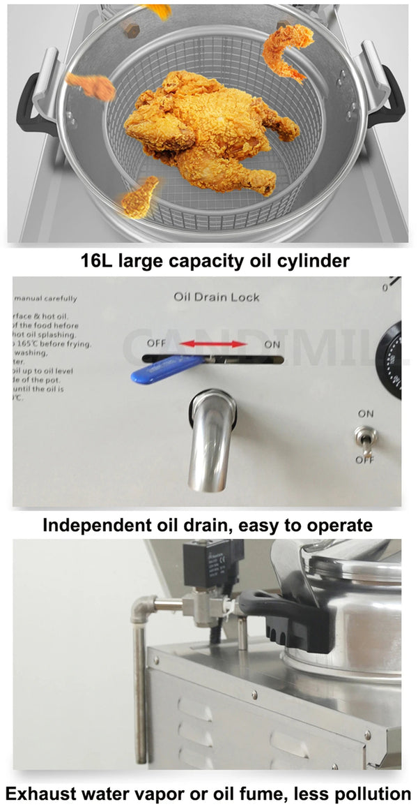 Constant Temp Food Oven Fryer Desktop Single Cylinder Electric Pressure Fryer